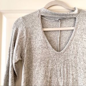 Soft grey keyhole choker sweater dress size medium
